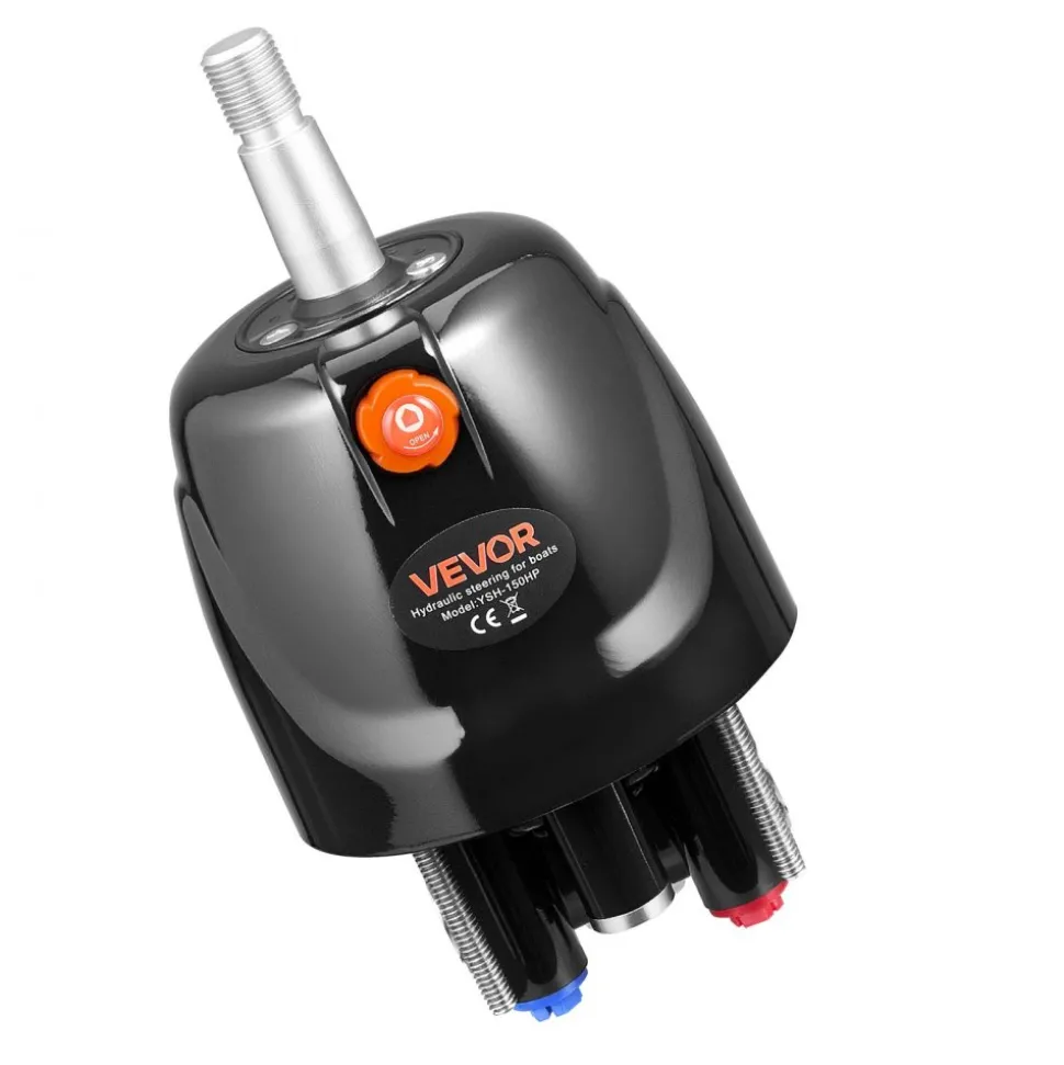 VEVOR Hydraulic Steering Kit, 150 HP, Marine Boat Hydraulic Steering System, with 6.9 MPa/1000 psi Helm Pump, Two-Way Lock Cylinder, and 20ft High-Strength Hoses, for Single Station, Single-Engine Use