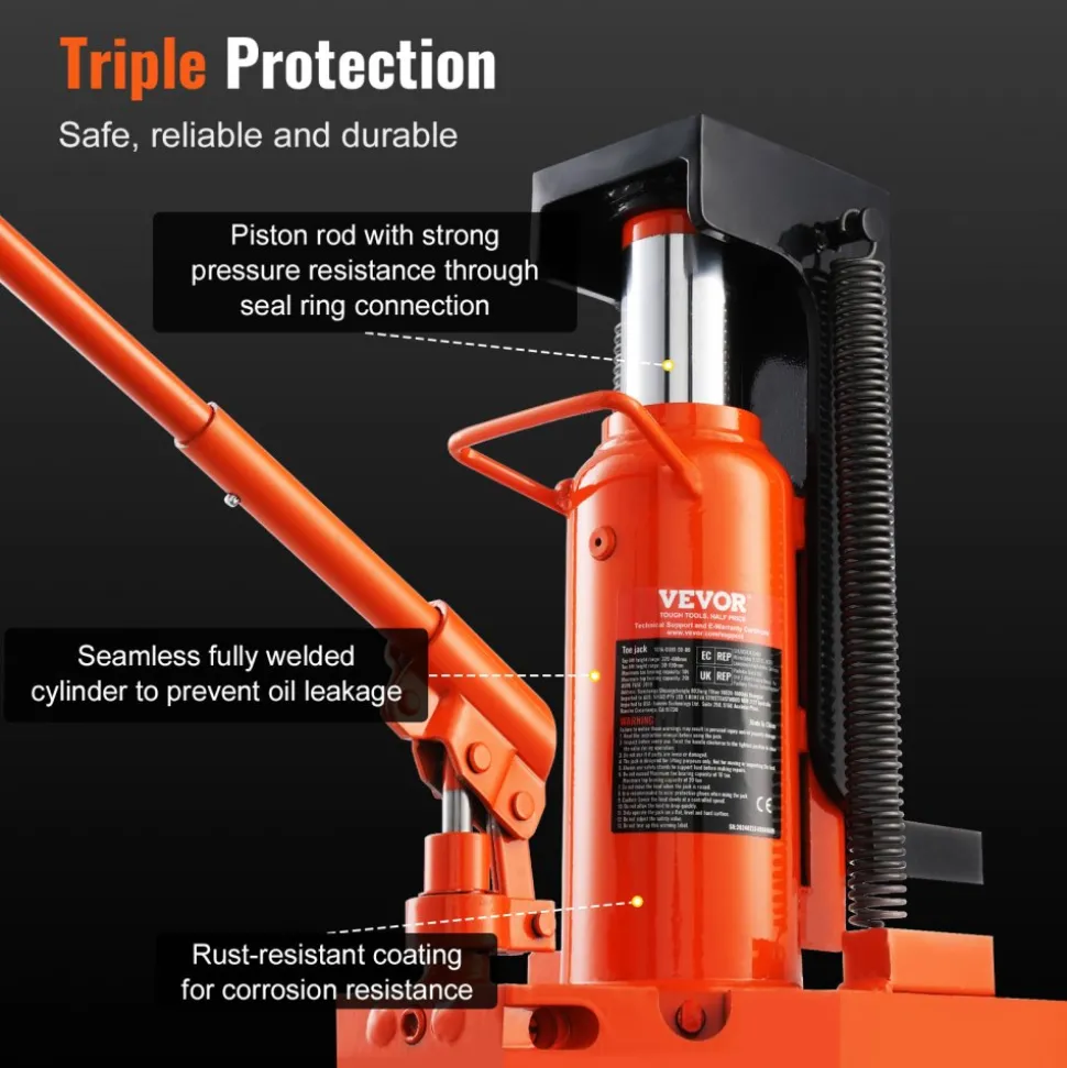 VEVOR Hydraulic Toe Jack, 5 Ton On Toe Toe Jack Lift, 10 Ton On Top Lift Capacity Machine Jack, 0.8-6.8 in Toe Height, 11.3-17.3 in Top Height, Air Hydraulic Claw Jack for Machinery, Industry