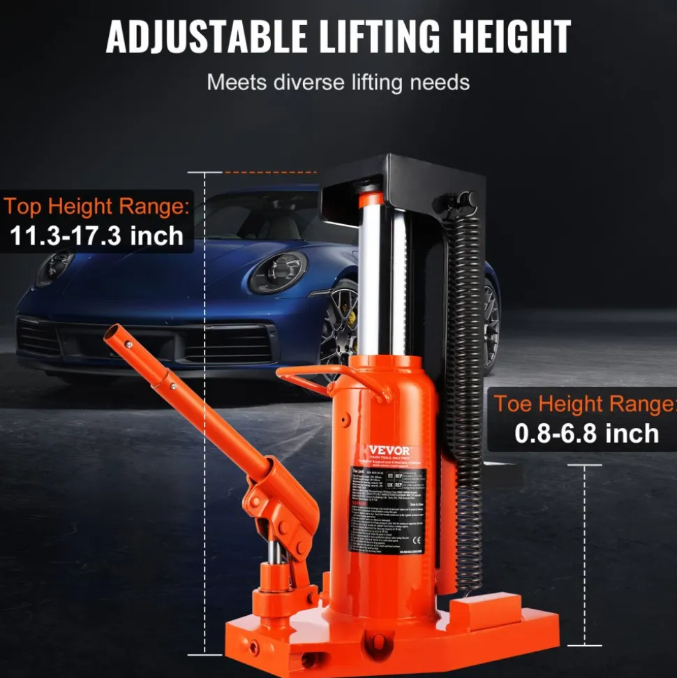 VEVOR Hydraulic Toe Jack, 5 Ton On Toe Toe Jack Lift, 10 Ton On Top Lift Capacity Machine Jack, 0.8-6.8 in Toe Height, 11.3-17.3 in Top Height, Air Hydraulic Claw Jack for Machinery, Industry