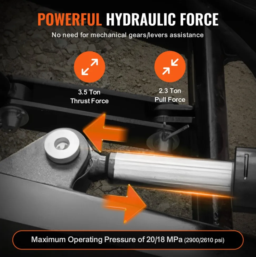 VEVOR Hydraulic Top Link Cat.1-1 (11 in, 20-7/8~31-7/8 in ), Hydraulic Cylinder with 2 Hoses & G3/8" Check Valve