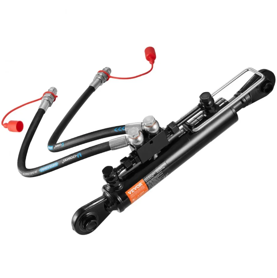 VEVOR Hydraulic Top Link Cat.1-1 (8-1/4 in, 18-1/8~26-3/8 in ), Hydraulic Cylinder with 2 Hoses & G3/8" Check Valve