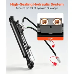 VEVOR Hydraulic Top Link Cat. 2-2 (11 in Stroke, 22-7/16 in to 33-7/16 in), Max 2900PSI Hydraulic Cylinder with 2 Hoses & G3/8