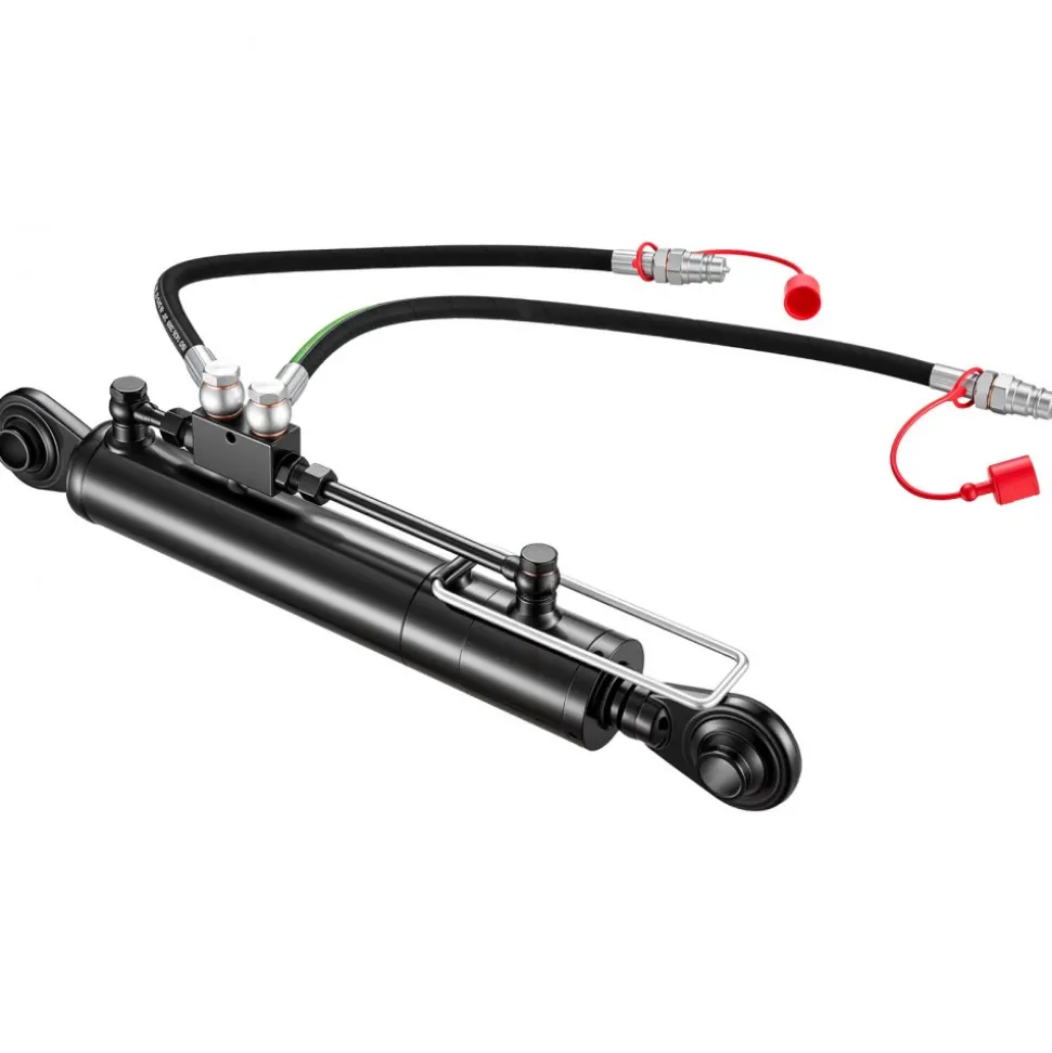 VEVOR Hydraulic Top Link Cat. 2-2 (11 in Stroke, 22-7/16 in to 33-7/16 in), Max 2900PSI Hydraulic Cylinder with 2 Hoses & G3/8" Check Valves for Tractors