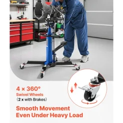 VEVOR Hydraulic Transmission Jack, 1322 lbs / 0.6 Ton Lifting Capacity Telescoping Transmission Jack with Foot Pedal, Dual Telescopic Trans, 34.6-69.3 in High Lifting Height, Garage/Shop Lift Hoist