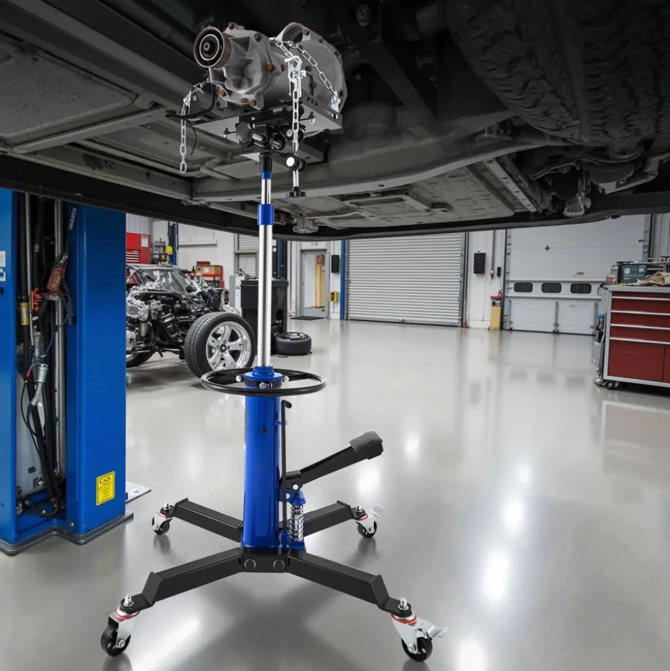 VEVOR Hydraulic Transmission Jack, 1322 lbs / 0.6 Ton Lifting Capacity Telescoping Transmission Jack with Foot Pedal, Dual Telescopic Trans, 34.6-69.3 in High Lifting Height, Garage/Shop Lift Hoist
