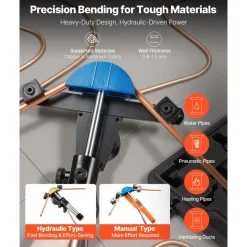 VEVOR Hydraulic Tubing Bender Kit, 1/4 to 7/8 Inch, Copper Tube Pipe Bender, HVAC Bending Tool Set, 90° Bend, with 7 Color Aluminium Alloy Dies, for HVAC Air Conditioning Refrigeration Auto Repair