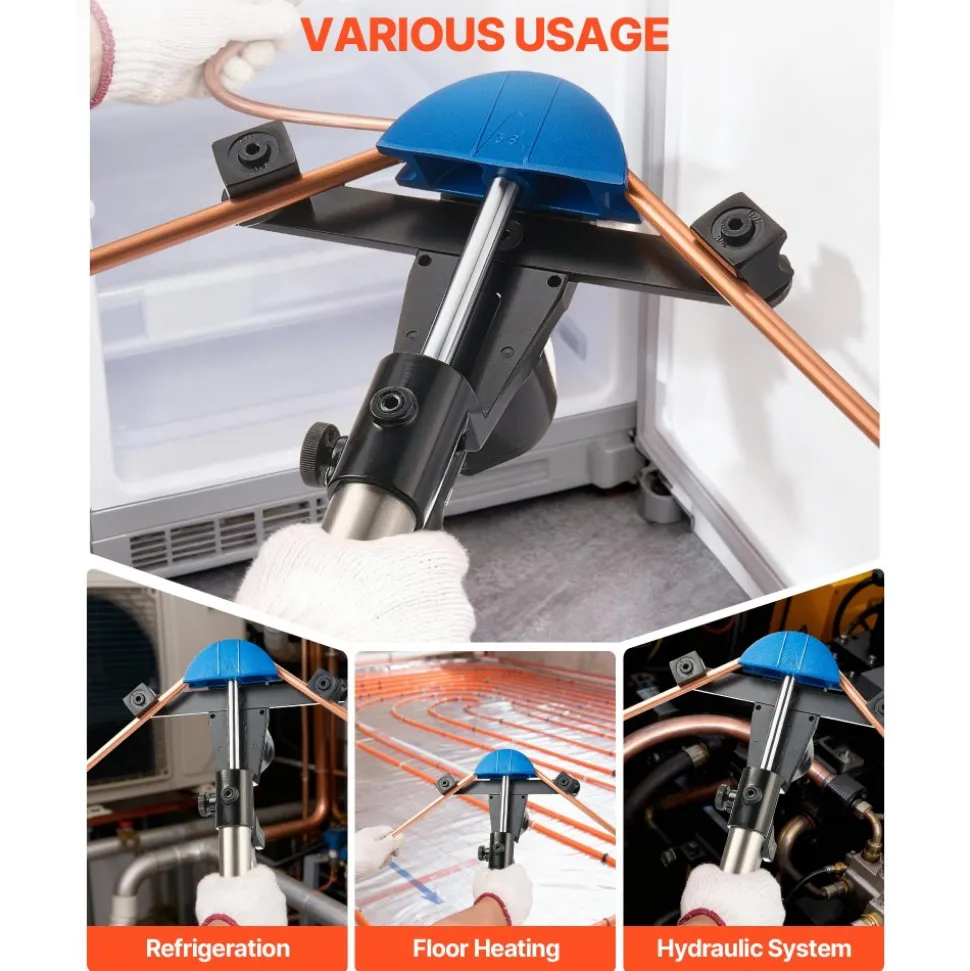 VEVOR Hydraulic Tubing Bender Kit, 1/4 to 7/8 Inch, Copper Tube Pipe Bender, HVAC Bending Tool Set, 90° Bend, with 7 Color Aluminium Alloy Dies, for HVAC Air Conditioning Refrigeration Auto Repair