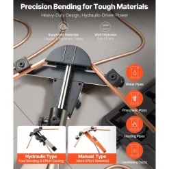 VEVOR Hydraulic Tubing Bender Kit, 1/4 to 7/8 Inch, Copper Tube Pipe Bender, HVAC Bending Tool Set, 90° Bend, with 7 Aluminium Alloy Dies, for HVAC Air Conditioning Refrigeration Automotive Repair