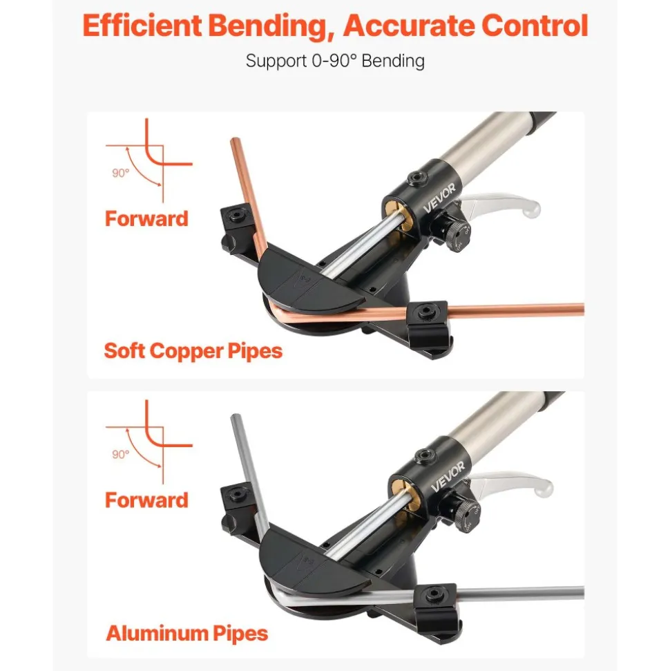 VEVOR Hydraulic Tubing Bender Kit, 1/4 to 7/8 Inch, Copper Tube Pipe Bender, HVAC Bending Tool Set, 90° Bend, with 7 Aluminium Alloy Dies, for HVAC Air Conditioning Refrigeration Automotive Repair