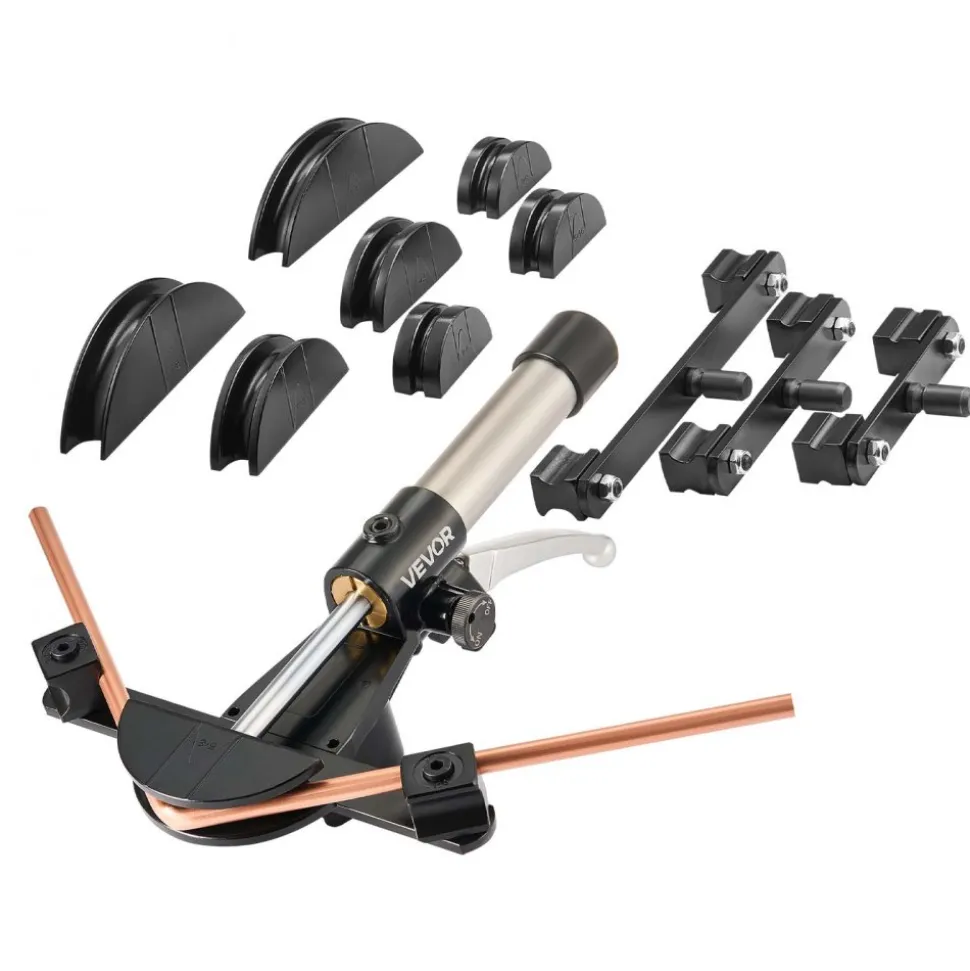 VEVOR Hydraulic Tubing Bender Kit, 1/4 to 7/8 Inch, Copper Tube Pipe Bender, HVAC Bending Tool Set, 90° Bend, with 7 Aluminium Alloy Dies, for HVAC Air Conditioning Refrigeration Automotive Repair