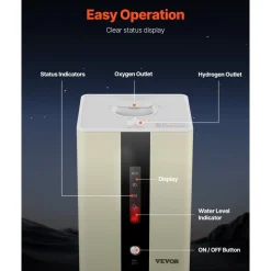 VEVOR Hydrogen Inhalation Machine, 99.99% High Purity Hydrogen Inhaler, HO-Separated 225ml/min (150 H+75 O) Dual Port Hydrogen Oxygen Inhaler, Hydrogen-Rich Water Generator for Home Travel