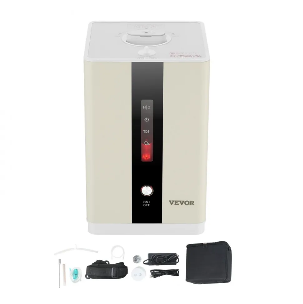VEVOR Hydrogen Inhalation Machine, 99.99% High Purity Hydrogen Inhaler, HO-Separated 225ml/min (150 H+75 O) Dual Port Hydrogen Oxygen Inhaler, Hydrogen-Rich Water Generator for Home Travel