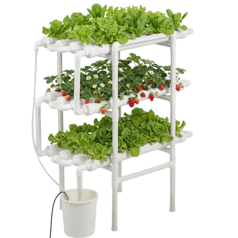 VEVOR Hydroponics Growing System Kit, 3-Tier 108 Sites UPVC Pipe Hydroponic Grow Kit with Timed Irrigation, Thickened Hydroponic Pipes, Indoor Home Garden Vegetable Planting Grow Kits for Fruit Herb