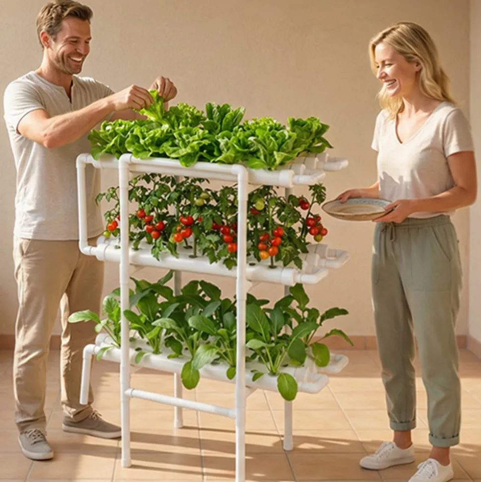 VEVOR Hydroponics Growing System Kit, 3-Tier 108 Sites UPVC Pipe Hydroponic Grow Kit with Timed Irrigation, Thickened Hydroponic Pipes, Indoor Home Garden Vegetable Planting Grow Kits for Fruit Herb