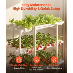 VEVOR Hydroponics Growing System Kit, 1-Tier 36 Sites UPVC Pipe Hydroponic Grow Kit with Timed Irrigation, Sun & Light Blocking Pipes, Indoor Home Garden Vegetable Planting Grow Kits for Fruit Herb