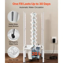 VEVOR Hydroponic Tower, 30 Pods 6 Tiers Hydroponics Growing System Kit with App Control, Vertical Home Garden with 20L Water Tank & Pump, Planter Germination Kit for Indoor Herbs, Fruits, Vegetables