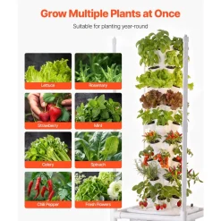 VEVOR Hydroponic Tower, 30 Pods 6 Tiers Hydroponics Growing System Kit with App Control, Vertical Home Garden with 20L Water Tank & Pump, Planter Germination Kit for Indoor Herbs, Fruits, Vegetables