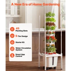 VEVOR Hydroponic Tower, 30 Pods 6 Tiers Hydroponics Growing System Kit with App Control, Vertical Home Garden with 20L Water Tank & Pump, Planter Germination Kit for Indoor Herbs, Fruits, Vegetables