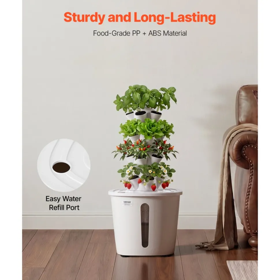 VEVOR Hydroponic Tower, 20 Pods 4 Tiers Hydroponics Growing System Kit, Vertical Home Hydronic Garden with 20L Water Tank & Pump, Planter Plants Germination Kit for Indoor Herbs, Fruits, Vegetables