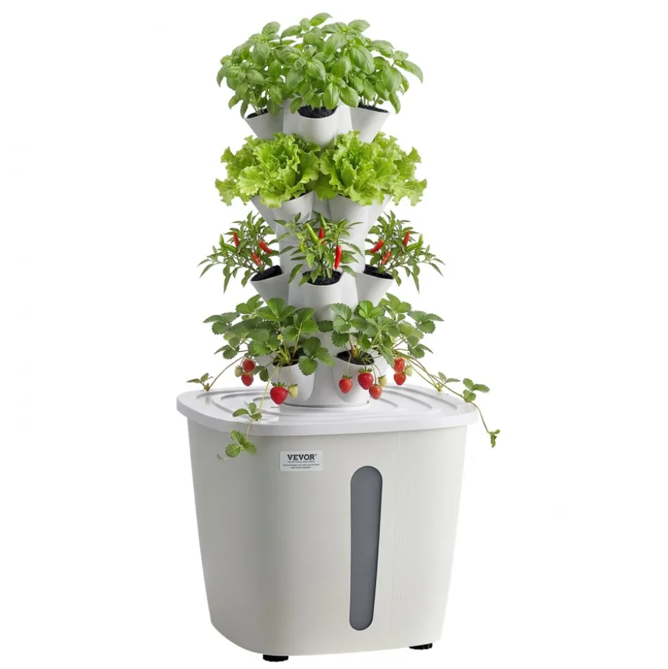 VEVOR Hydroponic Tower, 20 Pods 4 Tiers Hydroponics Growing System Kit, Vertical Home Hydronic Garden with 20L Water Tank & Pump, Planter Plants Germination Kit for Indoor Herbs, Fruits, Vegetables