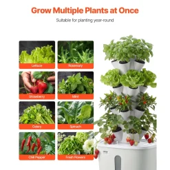 VEVOR Hydroponic Tower, 20 Pods 4 Tiers Hydroponics Growing System Kit, Vertical Home Hydronic Garden with 20L Water Tank & Pump, Planter Plants Germination Kit for Indoor Herbs, Fruits, Vegetables