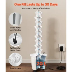 VEVOR Hydroponic Tower, 50 Pods 10 Tiers Hydroponics Growing System Kit with App Control & Casters, Vertical Home Garden with 20L Water Tank & Pump, Planter for Indoor Herbs, Fruits and Vegetables