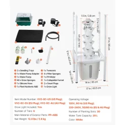 VEVOR Hydroponic Tower, 30 Pods 6 Tiers Hydroponics Growing System Kit with LED Grow Light & App Control, Vertical Home Garden with 20L Water Tank & Pump, Planter for Indoor Herbs, Fruits, Vegetables