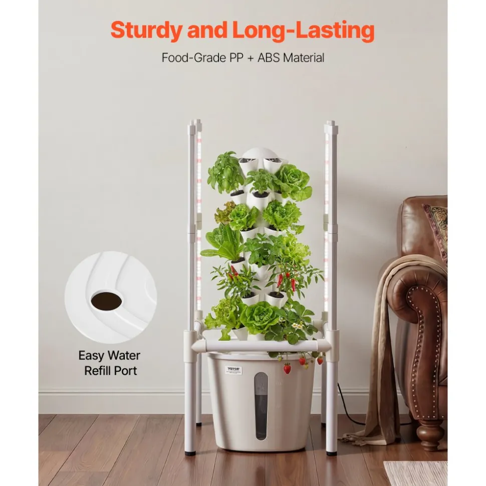 VEVOR Hydroponic Tower, 30 Pods 6 Tiers Hydroponics Growing System Kit with LED Grow Light & App Control, Vertical Home Garden with 20L Water Tank & Pump, Planter for Indoor Herbs, Fruits, Vegetables