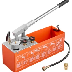 VEVOR Hydrostatic Test Pump 3 Gallon Hydraulic Manual Water Pressure Tester, Dual Valve Hydrostatic Water Pipe Leakage Pressure Test Pump Kit with Gauge & Tank, 0-50 Bar Range, for Pipeline, Heating