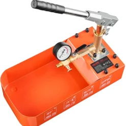 VEVOR Hydrostatic Test Pump 2 Gallon Hydraulic Manual Water Pressure Tester, Single Valve Hydrostatic Water Pipe Leakage Pressure Test Pump Kit with Gauge & Tank, 0-50 Bar Range, for Pipeline Heating