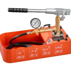 VEVOR Hydrostatic Test Pump 2 Gallon Hydraulic Manual Water Pressure Tester, Single Valve Hydrostatic Water Pipe Leakage Pressure Test Pump Kit with Gauge & Tank, 0-50 Bar Range, for Pipeline Heating