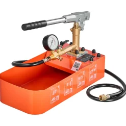 VEVOR Hydrostatic Test Pump 2 Gallon Hydraulic Manual Water Pressure Tester, Single Valve Hydrostatic Water Pipe Leakage Pressure Test Pump Kit with Gauge & Tank, 0-50 Bar Range, for Pipeline Heating