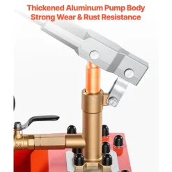 VEVOR Hydrostatic Test Pump 2 Gallon Hydraulic Manual Water Pressure Tester, Single Valve Hydrostatic Water Pipe Leakage Pressure Test Pump Kit with Gauge & Tank, 0-50 Bar Range, for Pipeline Heating