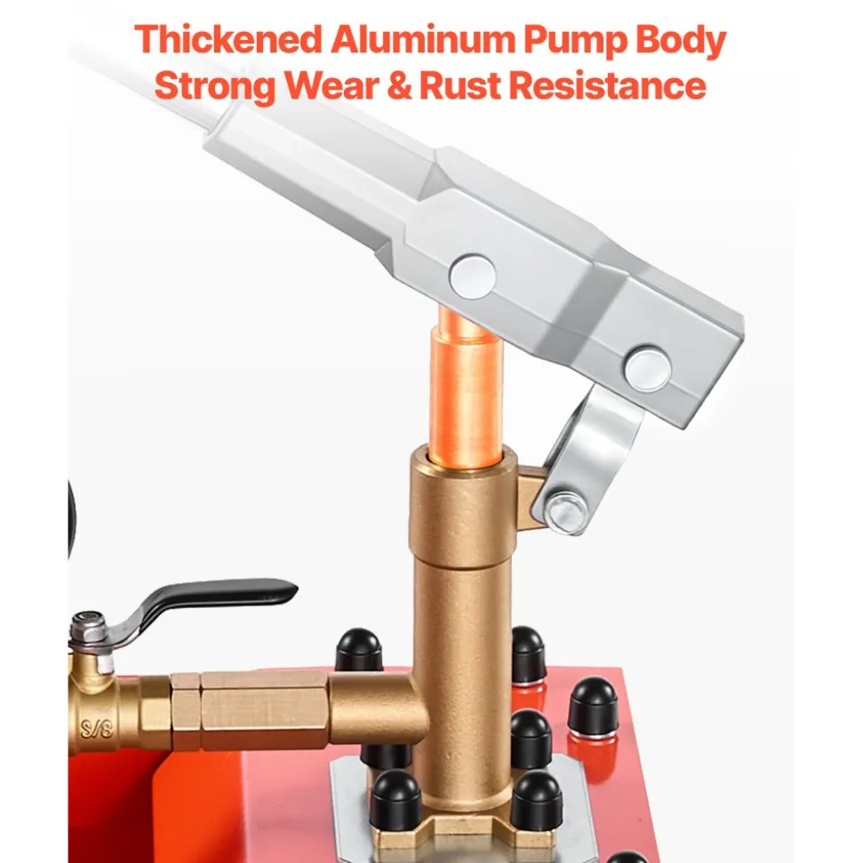 VEVOR Hydrostatic Test Pump 2 Gallon Hydraulic Manual Water Pressure Tester, Single Valve Hydrostatic Water Pipe Leakage Pressure Test Pump Kit with Gauge & Tank, 0-50 Bar Range, for Pipeline Heating