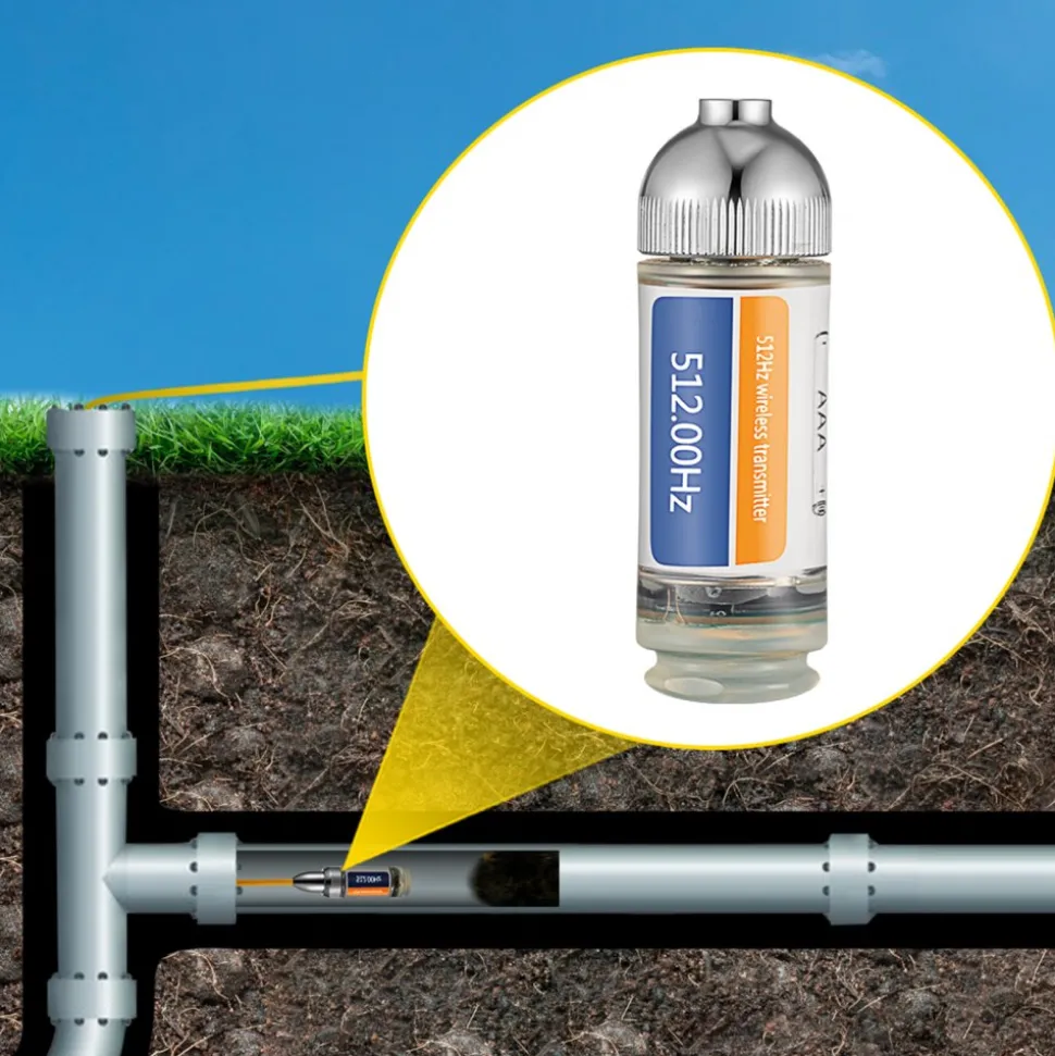 VEVOR 512HZ Sonde 8/5" and 1/4-20" Connectors Rigid Drain Locator for Locating & Detecting Small Sewer & Pipelines, Silver