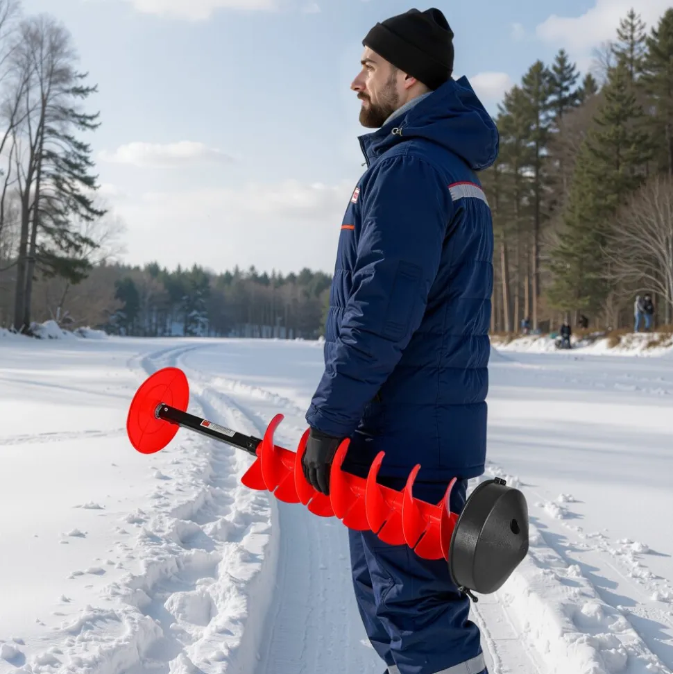VEVOR Ice Auger Drill Bit, 8in Diameter 41in Length, Cordless Nylon Ice Fishing Augers With Extra 13.4in Extension Rod, Drill Adapter, Top Plate and Blade Guard