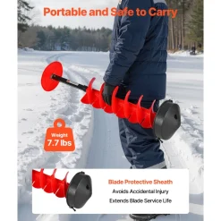 VEVOR Ice Auger Drill Bit, 8in Diameter 41in Length, Cordless Nylon Ice Fishing Augers With Extra 13.4in Extension Rod, Drill Adapter, Top Plate and Blade Guard