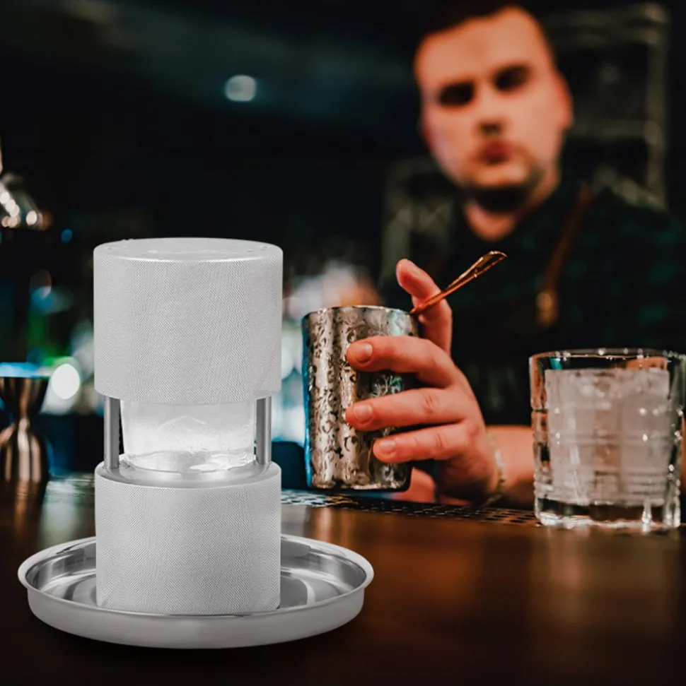 VEVOR Ice Ball Press, 2.4" Ice Ball Maker, Aircraft Al Alloy Ice Ball Press Kit for 60mm Ice Sphere, Ice Press with Tong and Drip Tray, for Whiskey, Cocktail, Bourbon, Scot on Party & Holiday, Silver