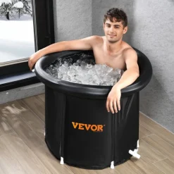 VEVOR Ice Bath Tub, Cold Water Therapy Plunge Tub for Athletes, Portable Outdoor Ice Barrel Plunge Pool for Recovery, 90 Gal Inflatable Folding Bathtub with Cover, Home Ice Pod for Adult, 32