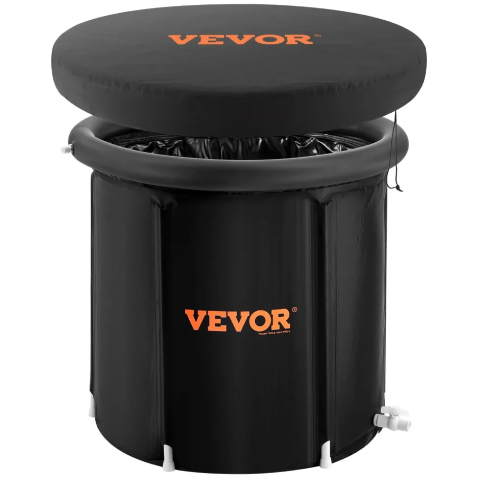 VEVOR Ice Bath Tub, Cold Water Therapy Plunge Tub for Athletes, Portable Outdoor Ice Barrel Plunge Pool for Recovery, 90 Gal Inflatable Folding Bathtub with Cover, Home Ice Pod for Adult, 32"Lx30"H
