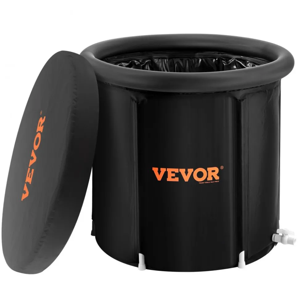 VEVOR Ice Bath Tub, Cold Water Therapy Plunge Tub for Athletes, Portable Outdoor Ice Barrel Plunge Pool for Recovery, 90 Gal Inflatable Folding Bathtub with Cover, Home Ice Pod for Adult, 32"Lx30"H