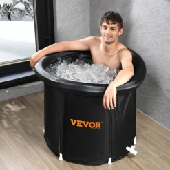 VEVOR Ice Bath Tub, Cold Water Therapy Plunge Tub for Athlete, Portable Outdoor Ice Barrel Plunge Pool for Recovery, 98 Gal Inflatable Folding Bathtub with Cover, Home Ice Pod for Adult, 35.4