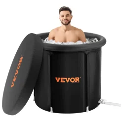 VEVOR Ice Bath Tub, Cold Water Therapy Plunge Tub for Athlete, Portable Outdoor Ice Barrel Plunge Pool for Recovery, 98 Gal Inflatable Folding Bathtub with Cover, Home Ice Pod for Adult, 35.4
