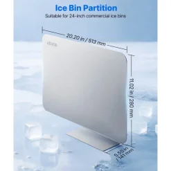 VEVOR Ice Bin Partition, 20.2 x 5.55 Inch, Stainless Steel Divider for 24 Inch Bar Ice Bins, Stable Bottom Support & Easy to Clean, Food Grade 304 Stainless Steel for Kitchen, Bar, Restaurant, Pub