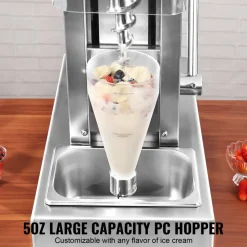 VEVOR Ice Cream Blender, 750W High-Speed Ice Cream Maker Mixer Stir Machine 1740RPM, 304 Stainless Steel Ice Cream Shaker, Long Handle + PC Protective Shield, Customizable with any Flavor of Ice Cream