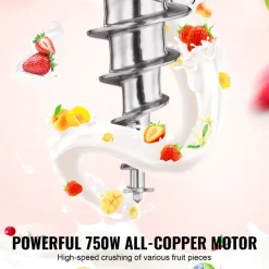 VEVOR Ice Cream Blender, 750W High-Speed Ice Cream Maker Mixer Stir Machine 1740RPM, 304 Stainless Steel Ice Cream Shaker, Long Handle + PC Protective Shield, Customizable with any Flavor of Ice Cream