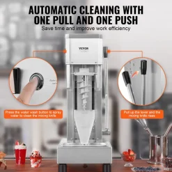 VEVOR Ice Cream Blender, 750W High-Speed Ice Cream Maker Mixer Stir Machine 1740RPM, 304 Stainless Steel Ice Cream Shaker, Long Handle + PC Protective Shield, Customizable with any Flavor of Ice Cream