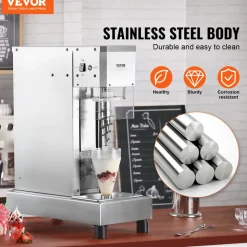 VEVOR Ice Cream Blender, 750W High-Speed Ice Cream Maker Mixer Stir Machine 1740RPM, 304 Stainless Steel Ice Cream Shaker, Long Handle + PC Protective Shield, Customizable with any Flavor of Ice Cream