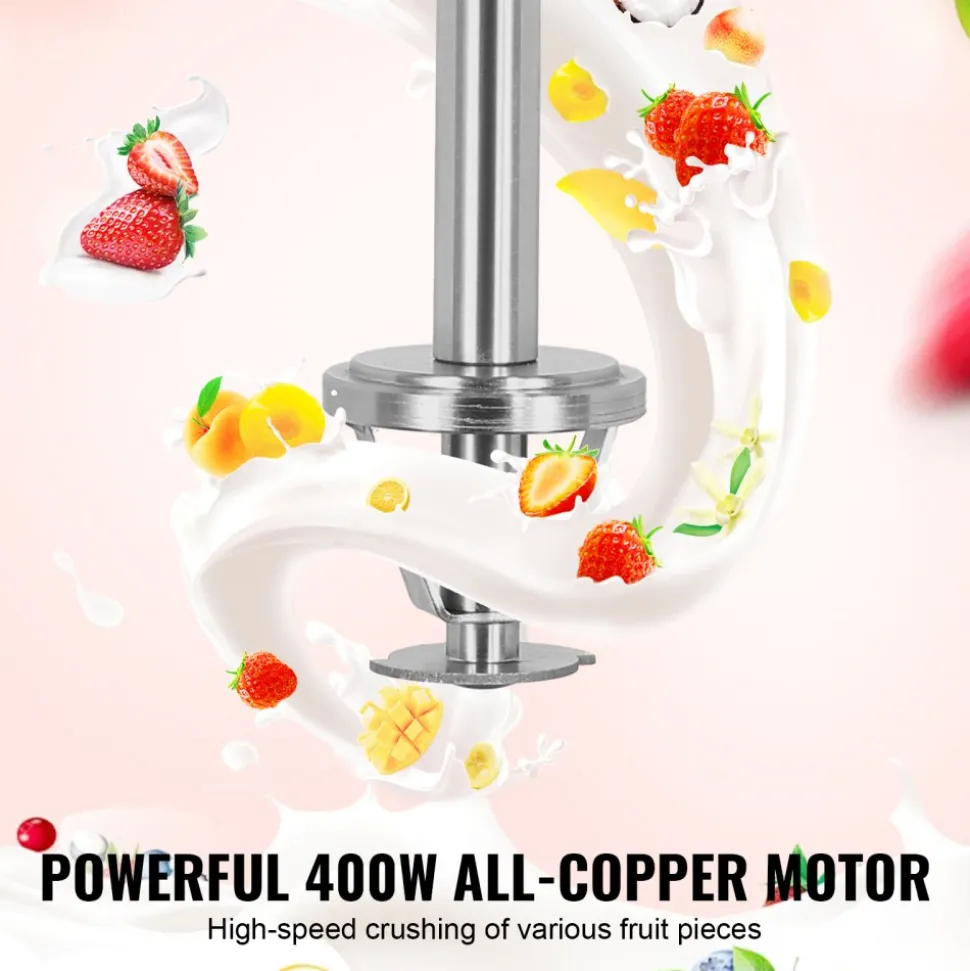 VEVOR Ice Cream Blender, 400W High-Speed Ice Cream Maker Mixer Stir Machine 4200RPM, Stepless Speed Adjustment, 304 Stainless Steel Ice Cream Shaker, 3 Hand Cups, Make Various Flavors of Ice Cream