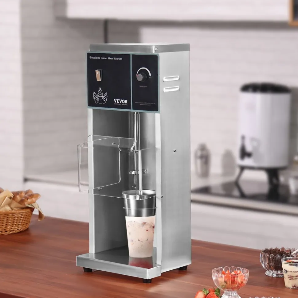 VEVOR Ice Cream Blender, 400W High-Speed Ice Cream Maker Mixer Stir Machine 4200RPM, Stepless Speed Adjustment, 304 Stainless Steel Ice Cream Shaker, 3 Hand Cups, Make Various Flavors of Ice Cream